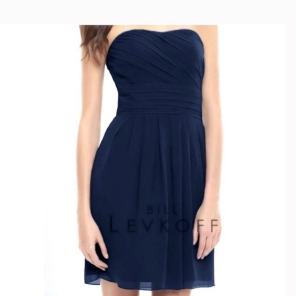 Bill Levkoff Strapless Midnight Blue Dress 12 - Picture 2 of 8